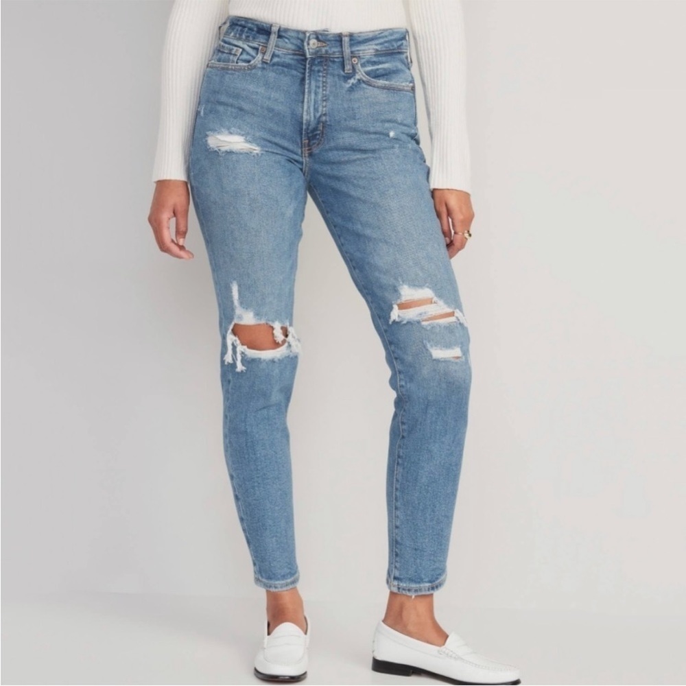 NWT Old Navy High-Waisted O.G. Straight Ripped Jeans - Picture 3 of 9